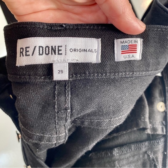 REDONE Black High Waisted  Jeans Comfort Stretch High Rise Ankle Crop - Picture 8 of 14